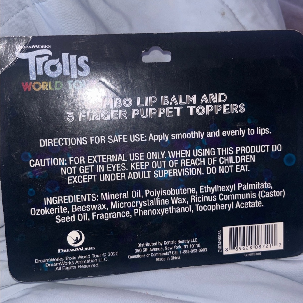 New Trolls Strawberry Lip Balm with Colorful Finger Puppet Toppers - Picture 2 of 2
